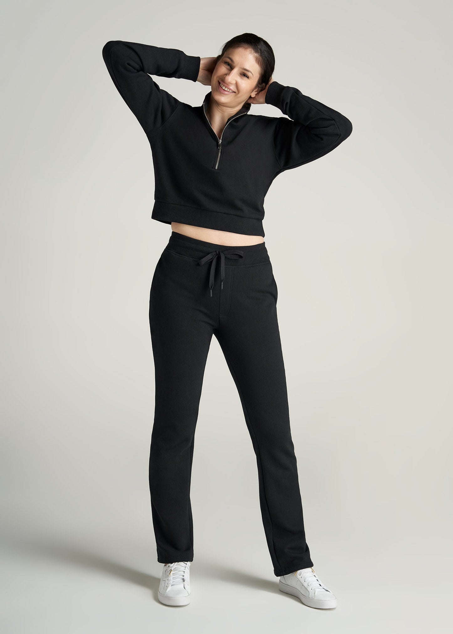    American-Tall-Women-WKND-Fleece-OpenBottom-Sweatpants-Black-full