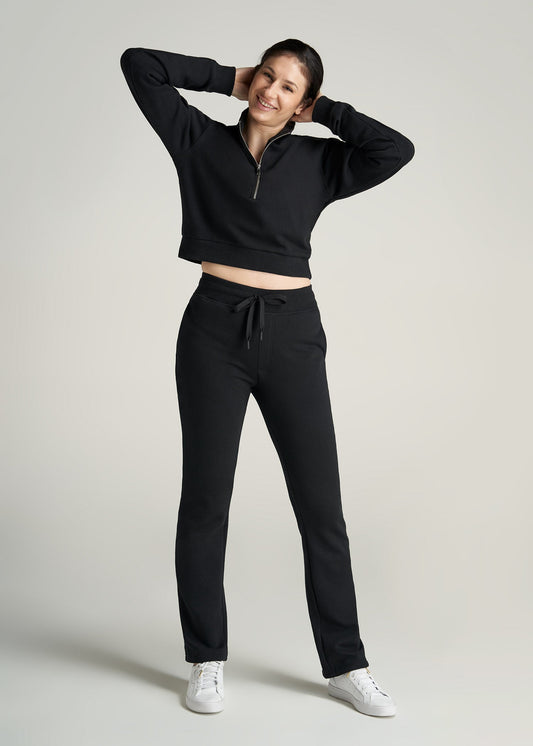    American-Tall-Women-WKND-Fleece-OpenBottom-Sweatpants-Black-full