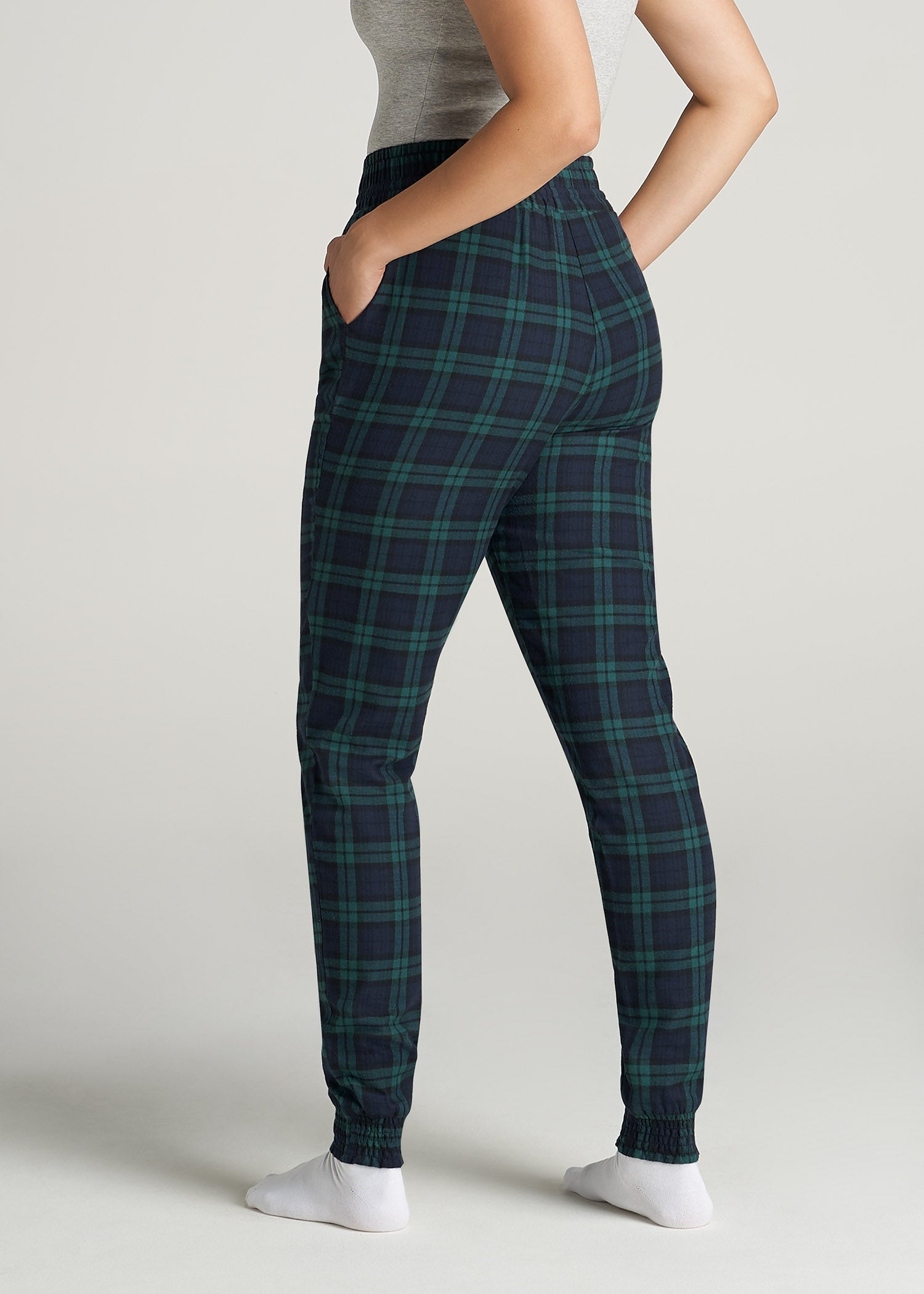 American-Tall-Women-Womens-Flannel-PJ-GreenCobaltPlaid-back