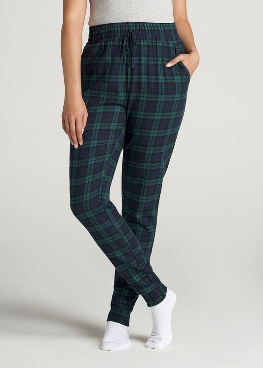 American-Tall-Women-Womens-Flannel-PJ-GreenCobaltPlaid-front