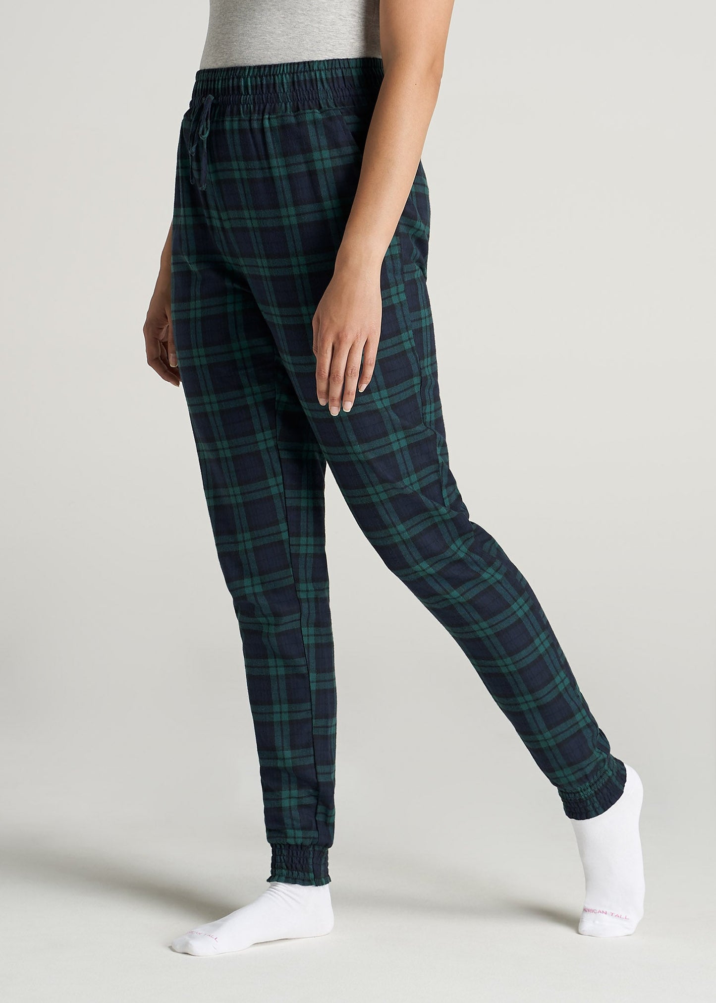 American-Tall-Women-Womens-Flannel-PJ-GreenCobaltPlaid-side