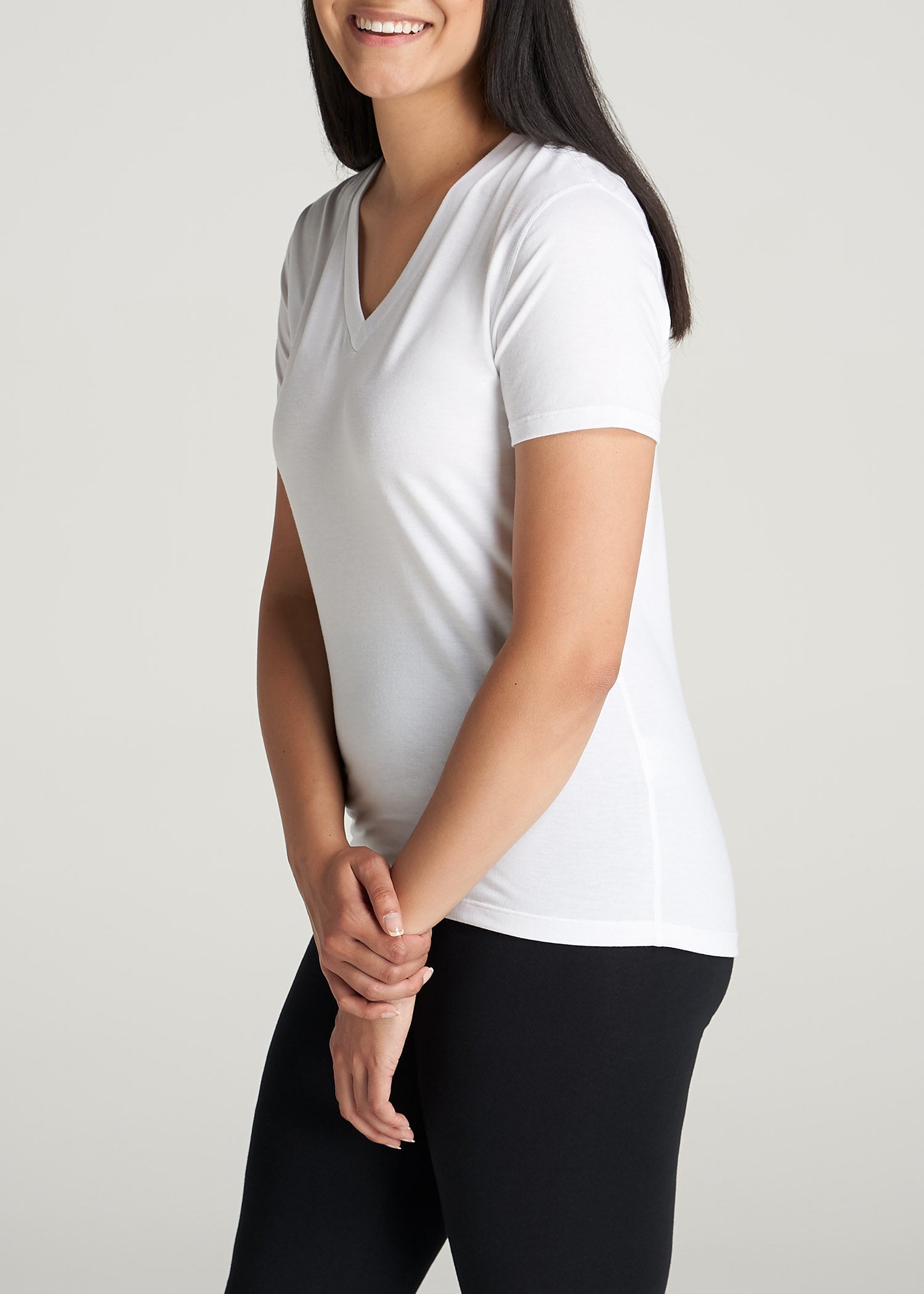 American-Tall-Women-Womens-ShortSleeve-VNeck-AthleticTee-White-side