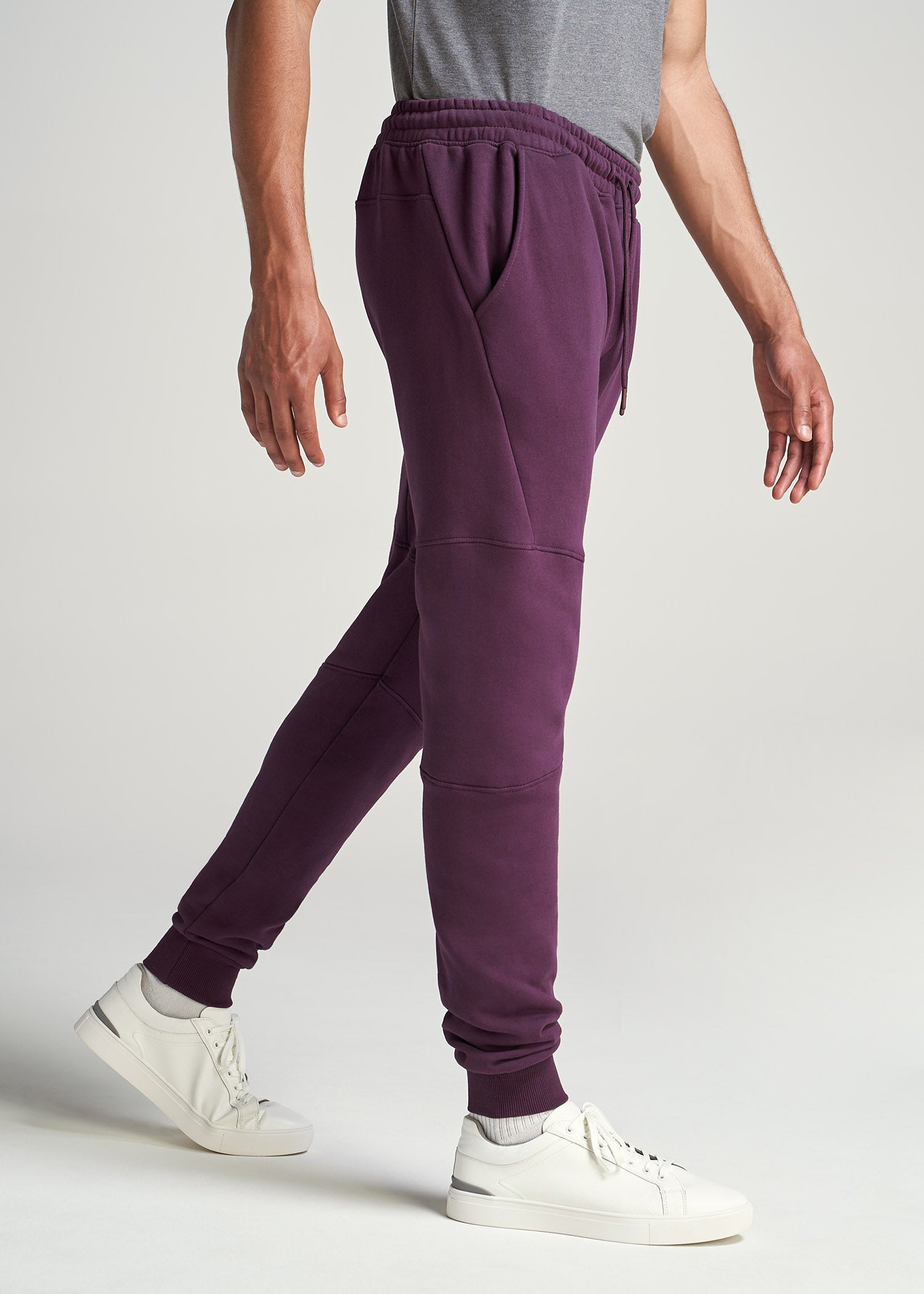 American_Tall_Men_80-20_Fleece_Jogger_Maroon-Side
