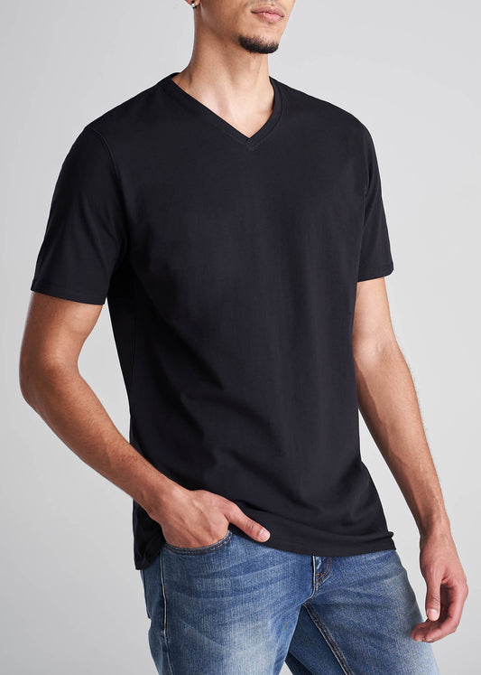 American_Tall_Men_Essentials_Regular_Fit_Vneck_Tee_Black-Front