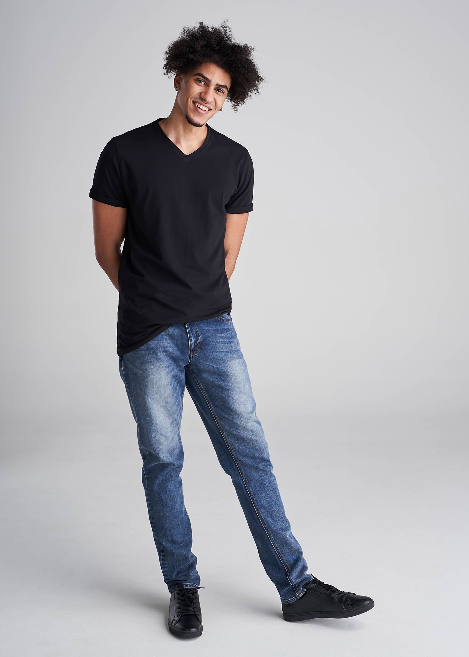American_Tall_Men_Essentials_Regular_Fit_Vneck_Tee_Black-Full