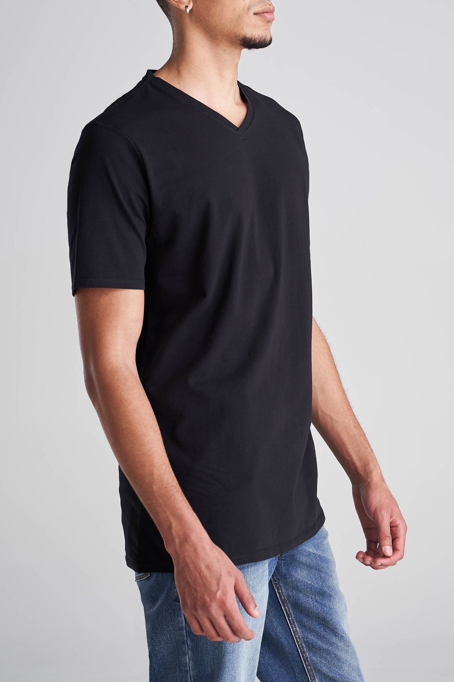 American_Tall_Men_Essentials_Regular_Fit_Vneck_Tee_Black-Side