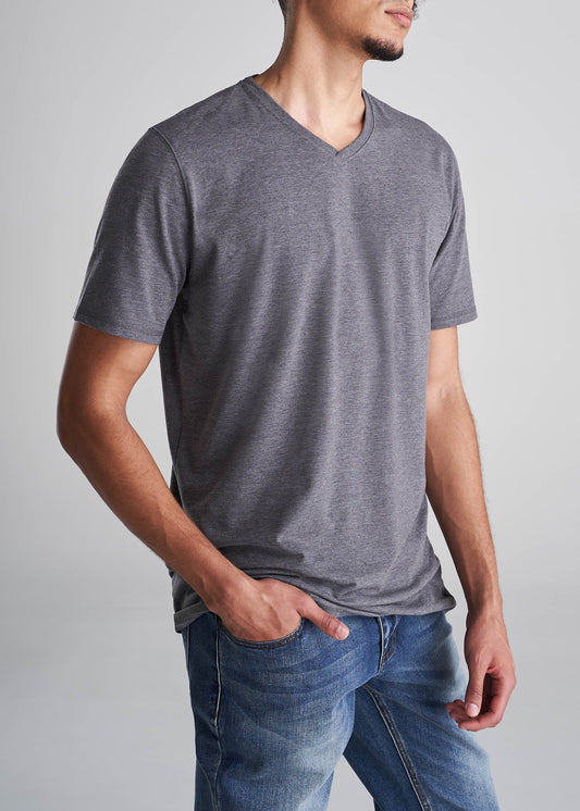 American_Tall_Men_Essentials_Regular_Fit_Vneck_Tee_CharcoalMix-Side