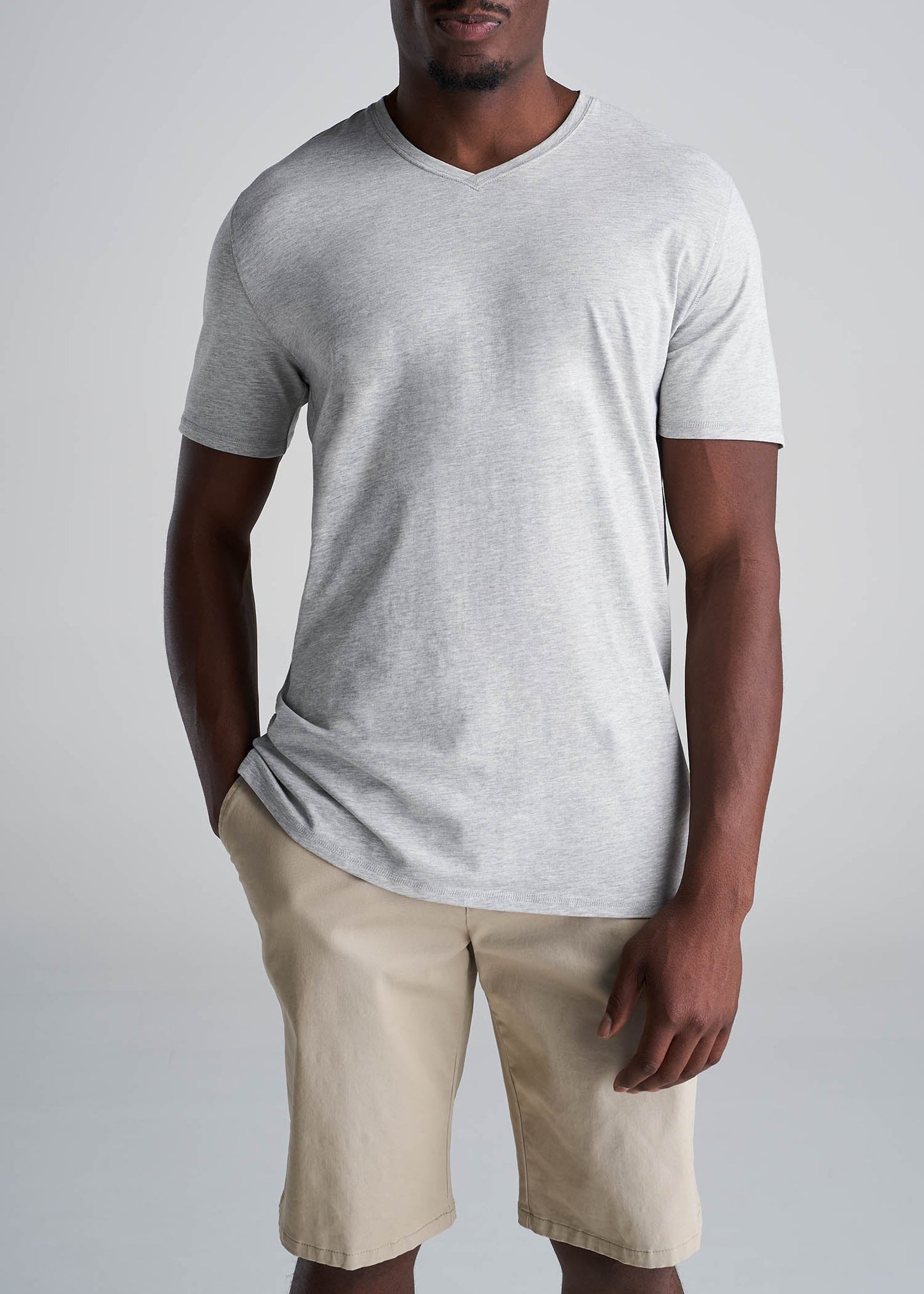American_Tall_Men_Essentials_Regular_Fit_Vneck_Tee_GreyMix-Front