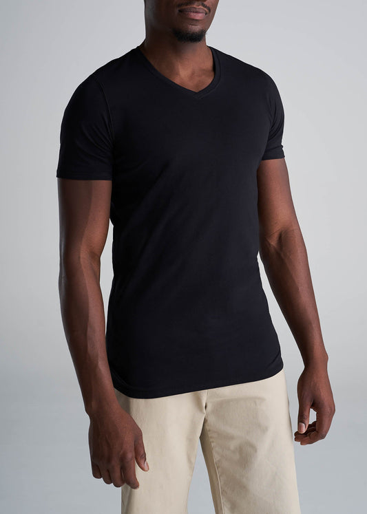 American_Tall_Men_Essentials_Slim_Fit_Vneck_Tee_Black-Front