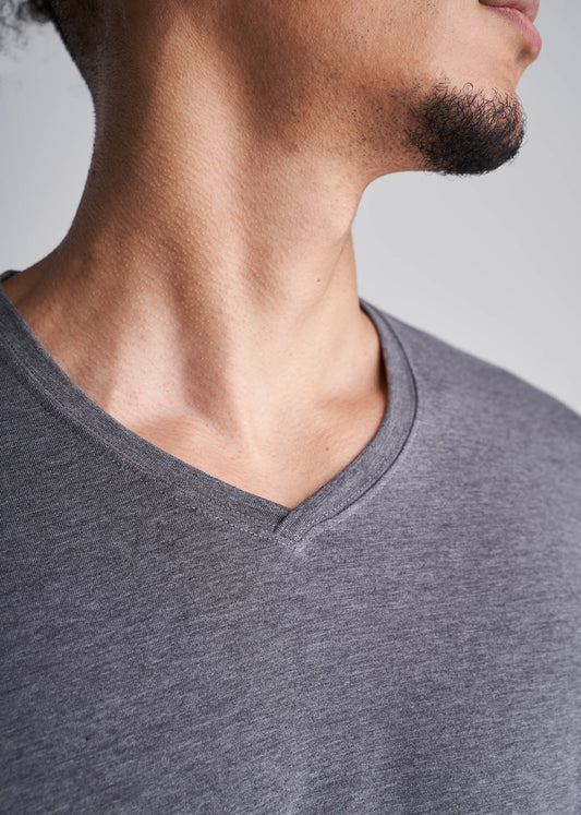 American_Tall_Men_Essentials_Slim_Fit_Vneck_Tee_CharcoalMix-Detail