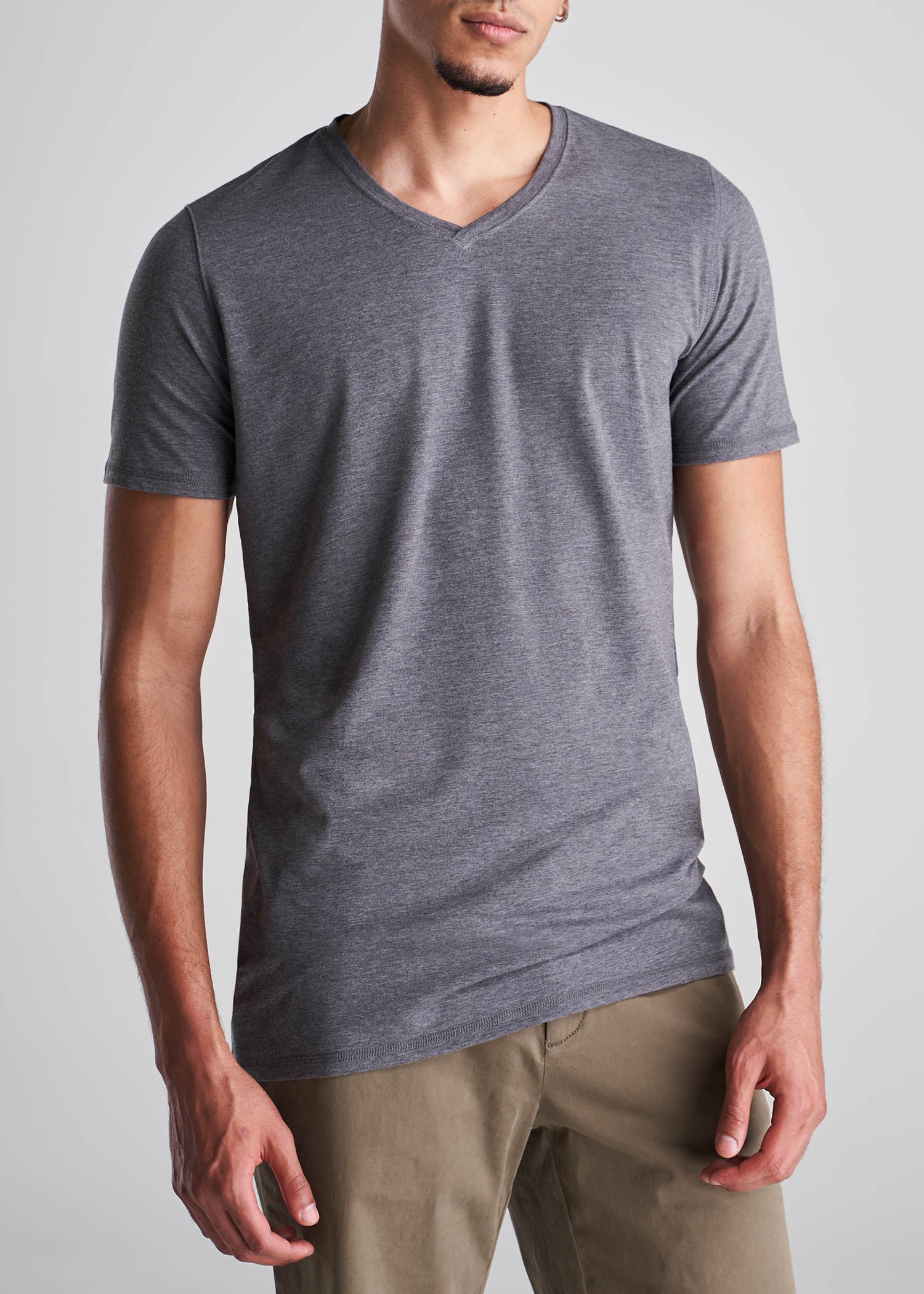 American_Tall_Men_Essentials_Slim_Fit_Vneck_Tee_CharcoalMix-Front