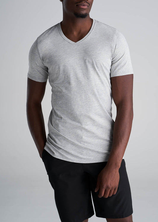 American_Tall_Men_Essentials_Slim_Fit_Vneck_Tee_GreyMix-Front