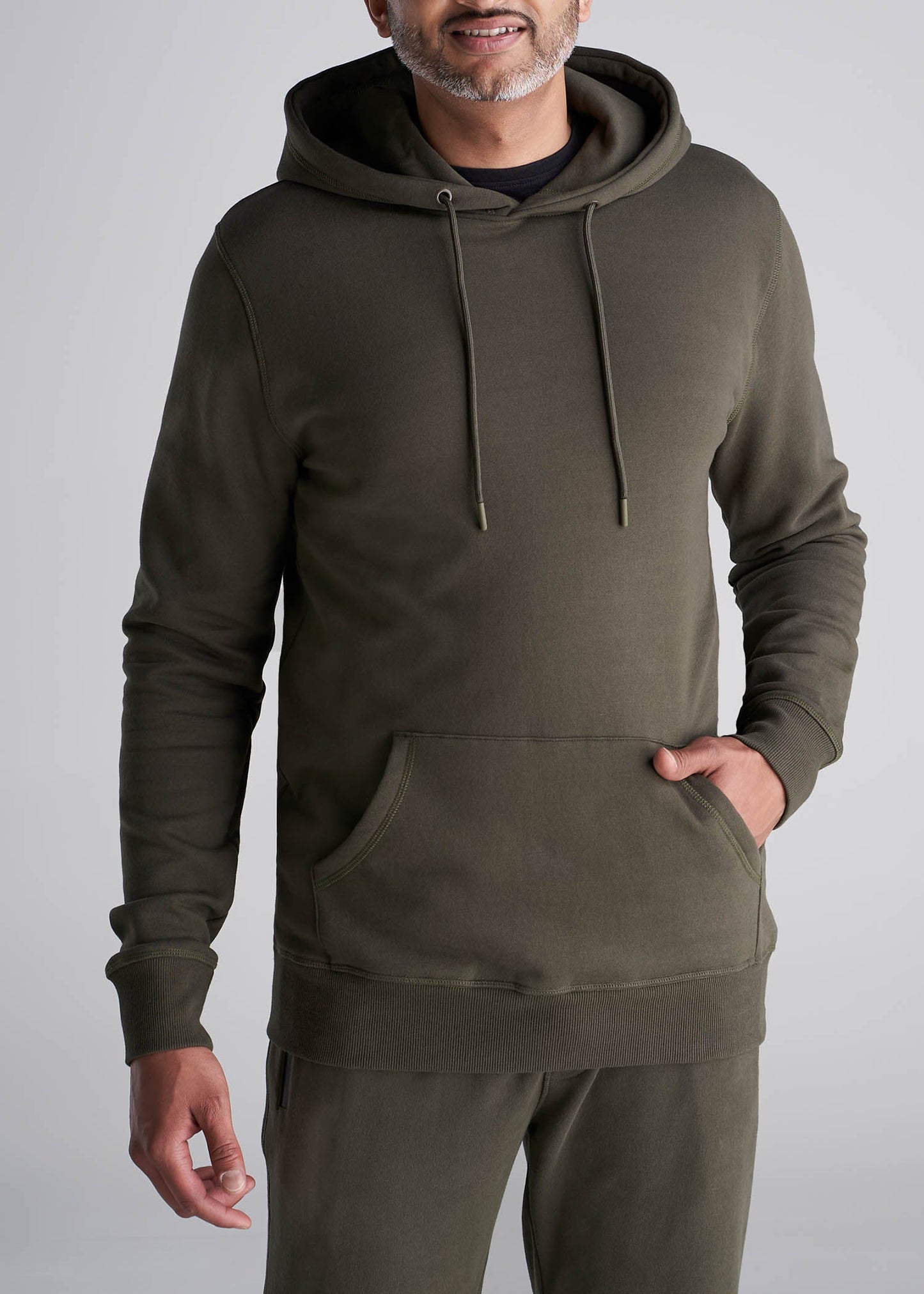 American_Tall_Men_Fleece_Pullover_Tall_Hoodie_CamoGreen-Front