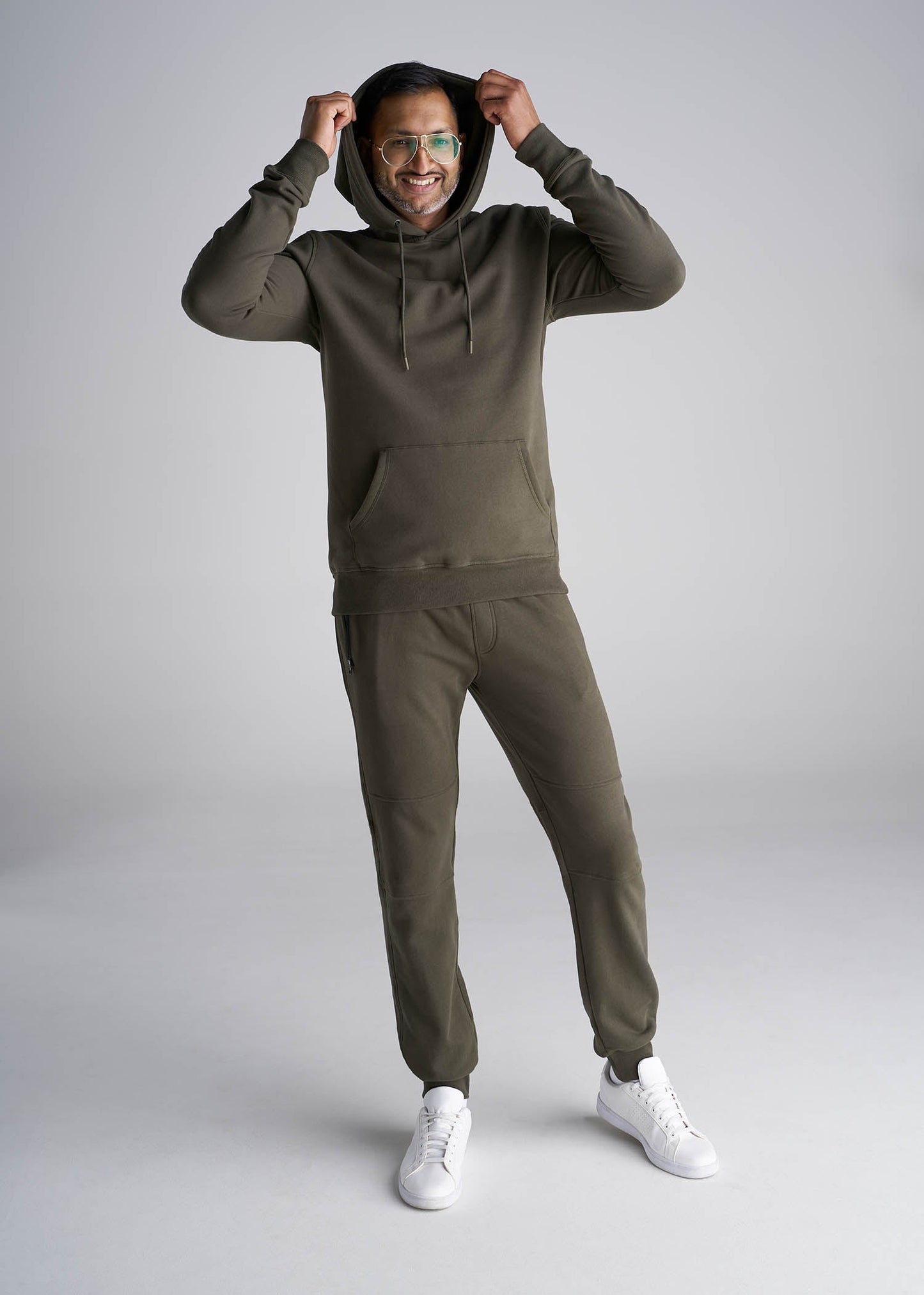 80-20 French Terry Men's Tall Jogger in Camo Green
