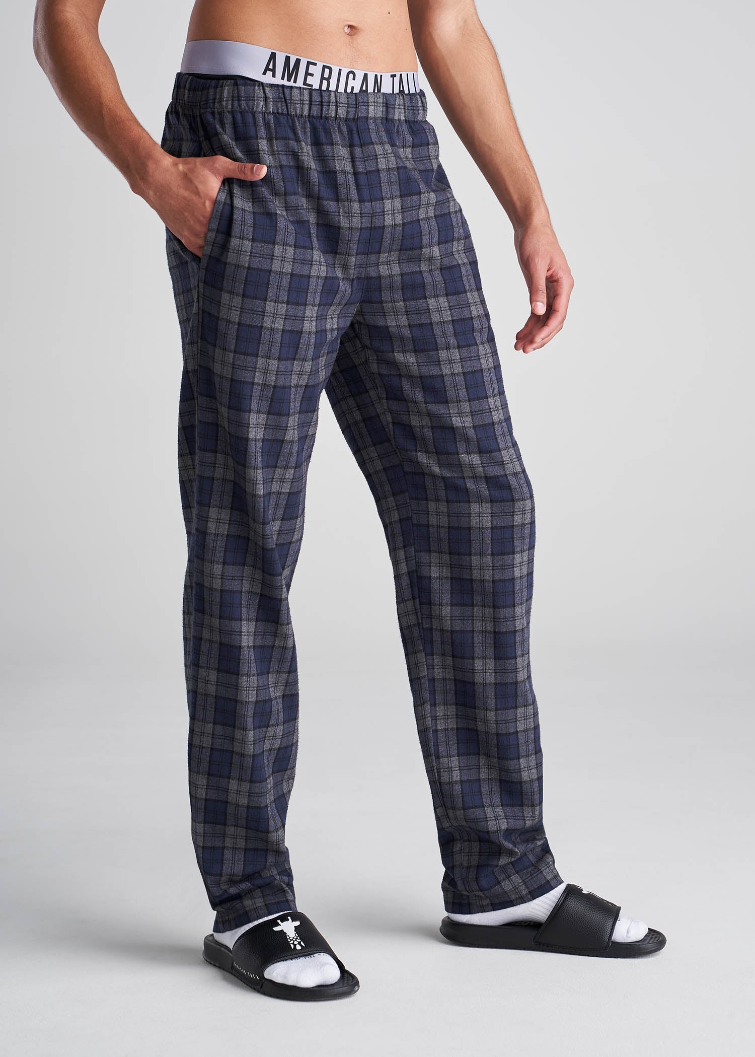American_Tall_Men_Mens_Pajama_Pant_CharcoalMelangeNavy_Plaid-Front