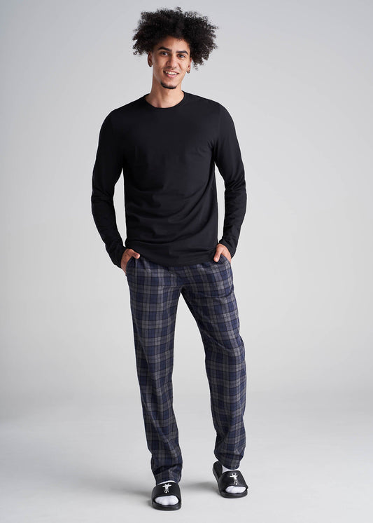 American_Tall_Men_Mens_Pajama_Pant_CharcoalMelangeNavy_Plaid-Full