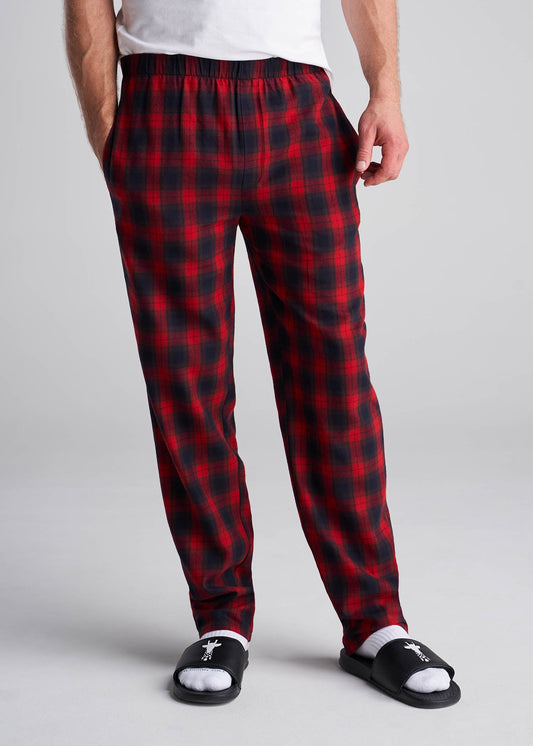 American_Tall_Men_Pajamas_Red_Black_Plaid-front
