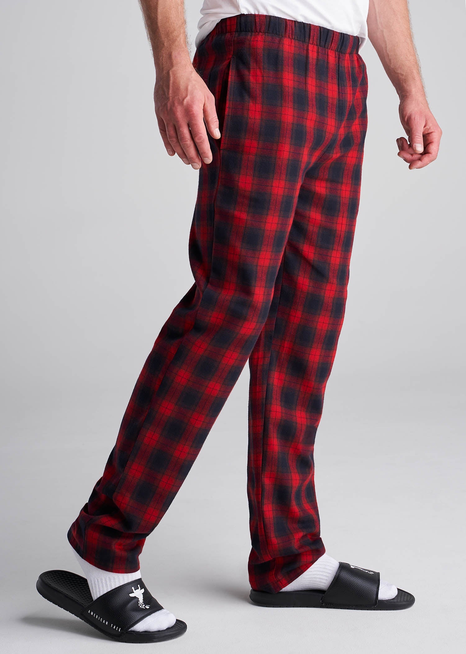 American_Tall_Men_Pajamas_Red_Black_Plaid-side