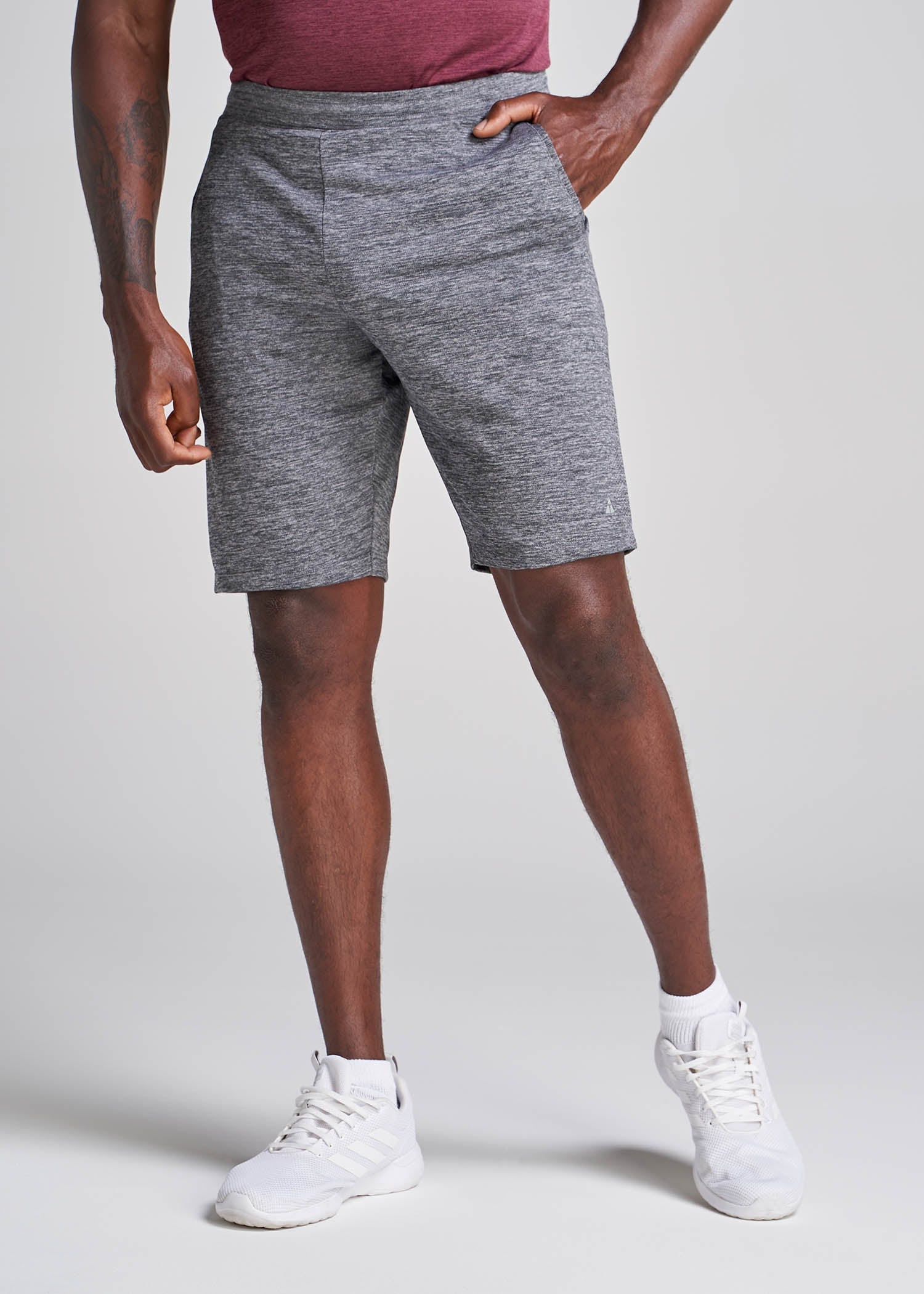 American_Tall_Men_Performance_Tall_Engineered_Athletic_Shorts_GreyMix-Front