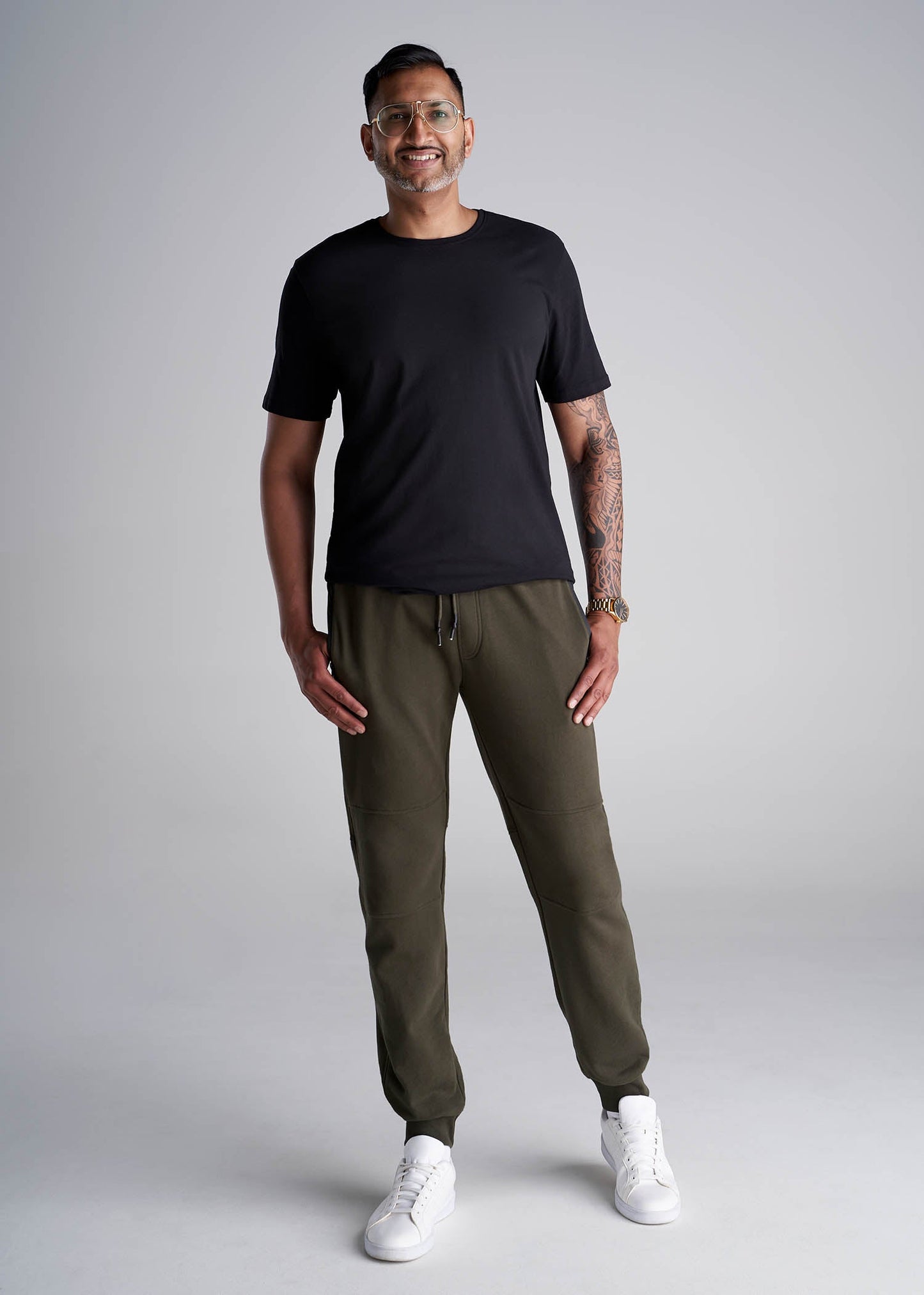 80-20 French Terry Men's Tall Jogger in Camo Green
