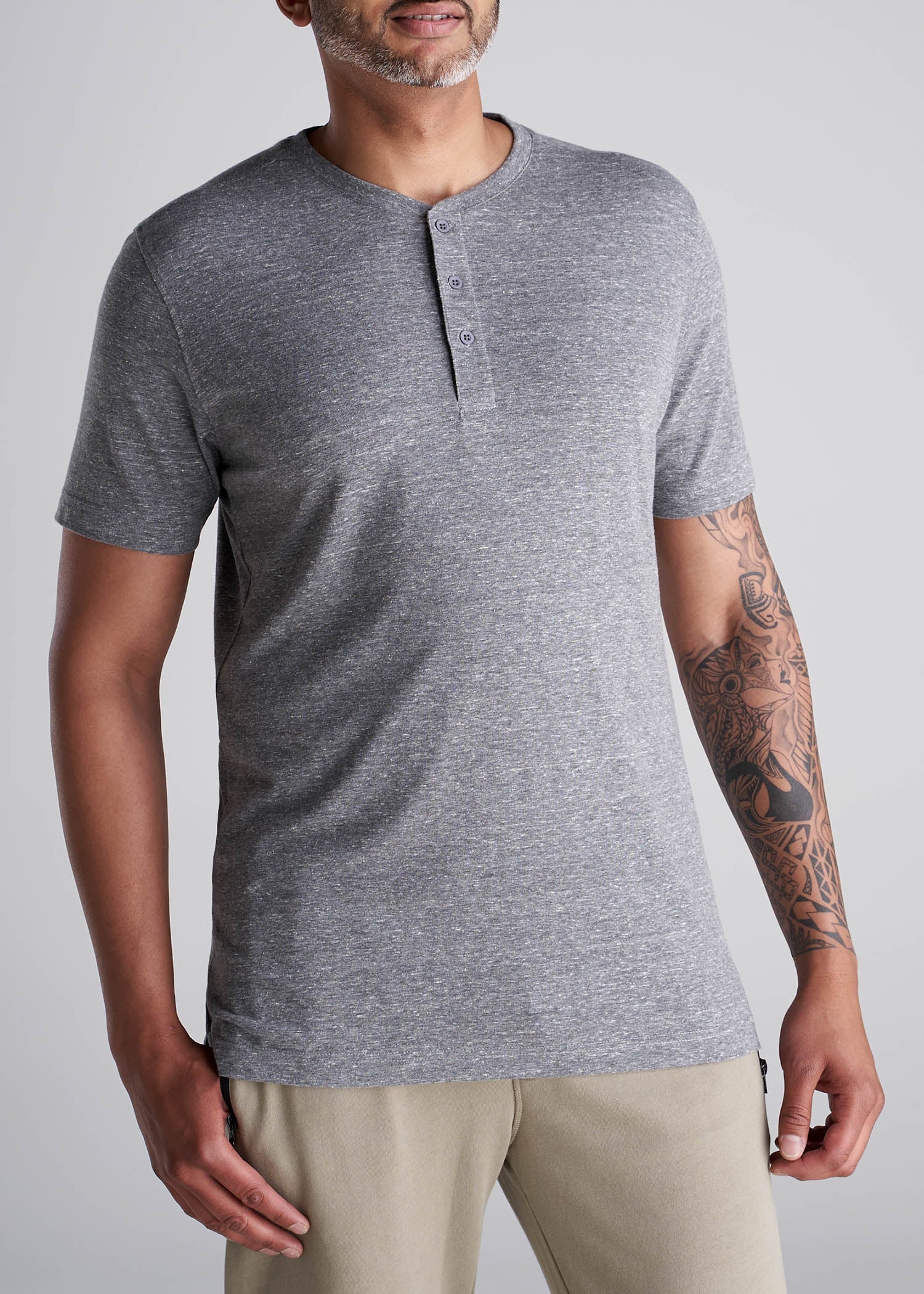 American_Tall_Men_Tall_TriBlend_ShortSleeve_Henley_GreyMix-Front