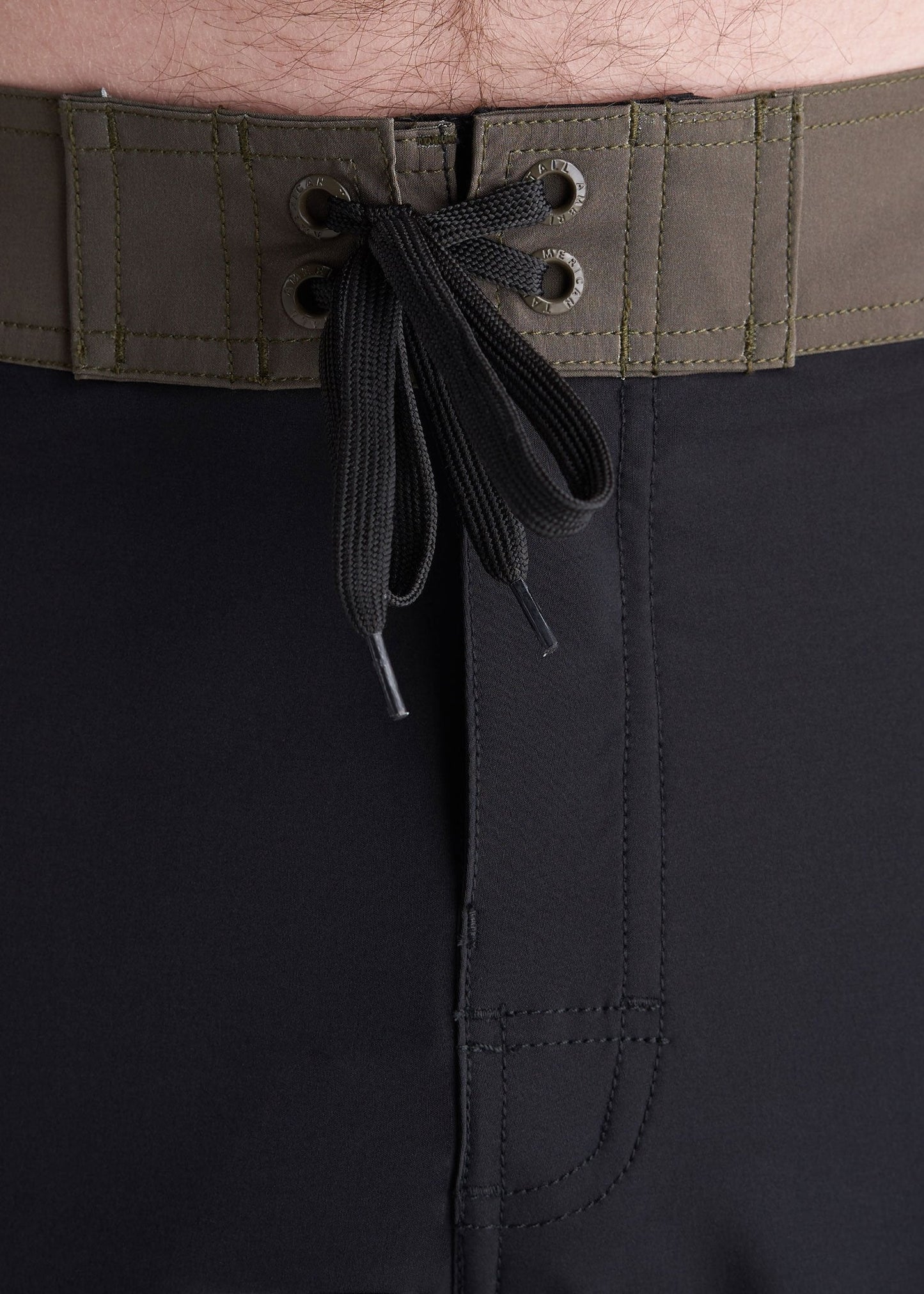 Tall Board Shorts for Men in Black with Olive