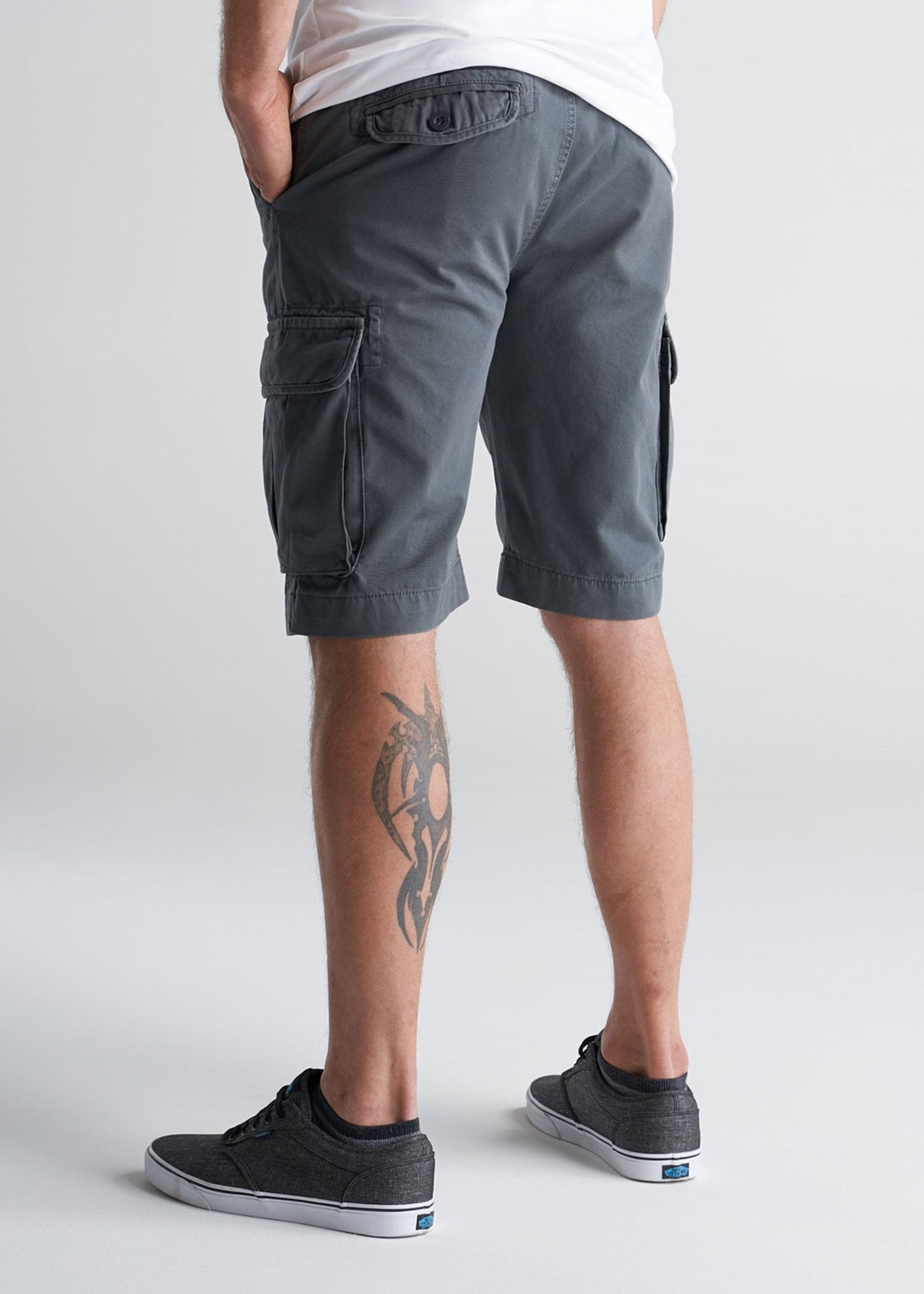American_Tall_Mens_LongJohn_Cargo_Pocket_Shorts_Flint_grey-back