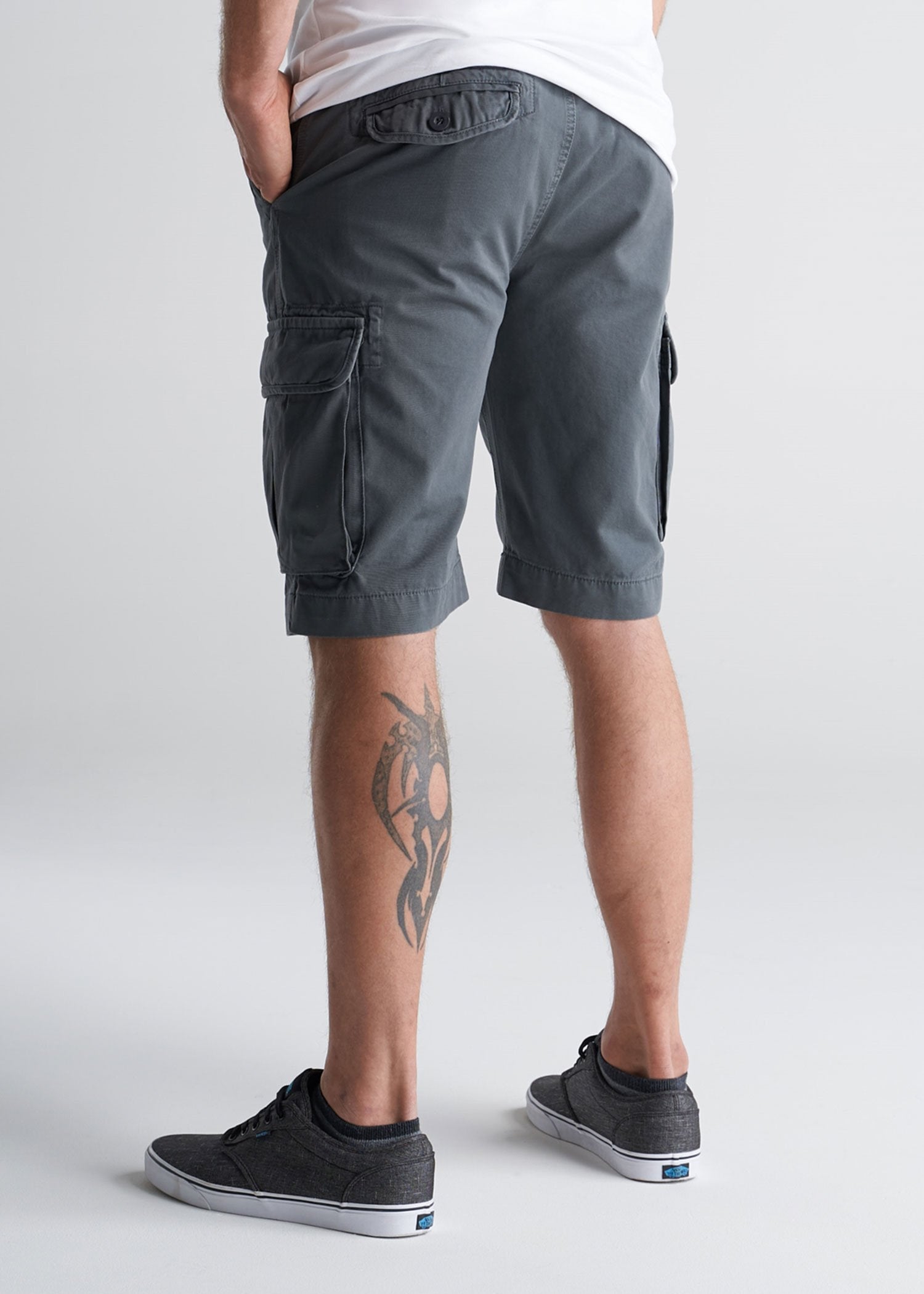 American_Tall_Mens_LongJohn_Cargo_Pocket_Shorts_Flint_grey-back
