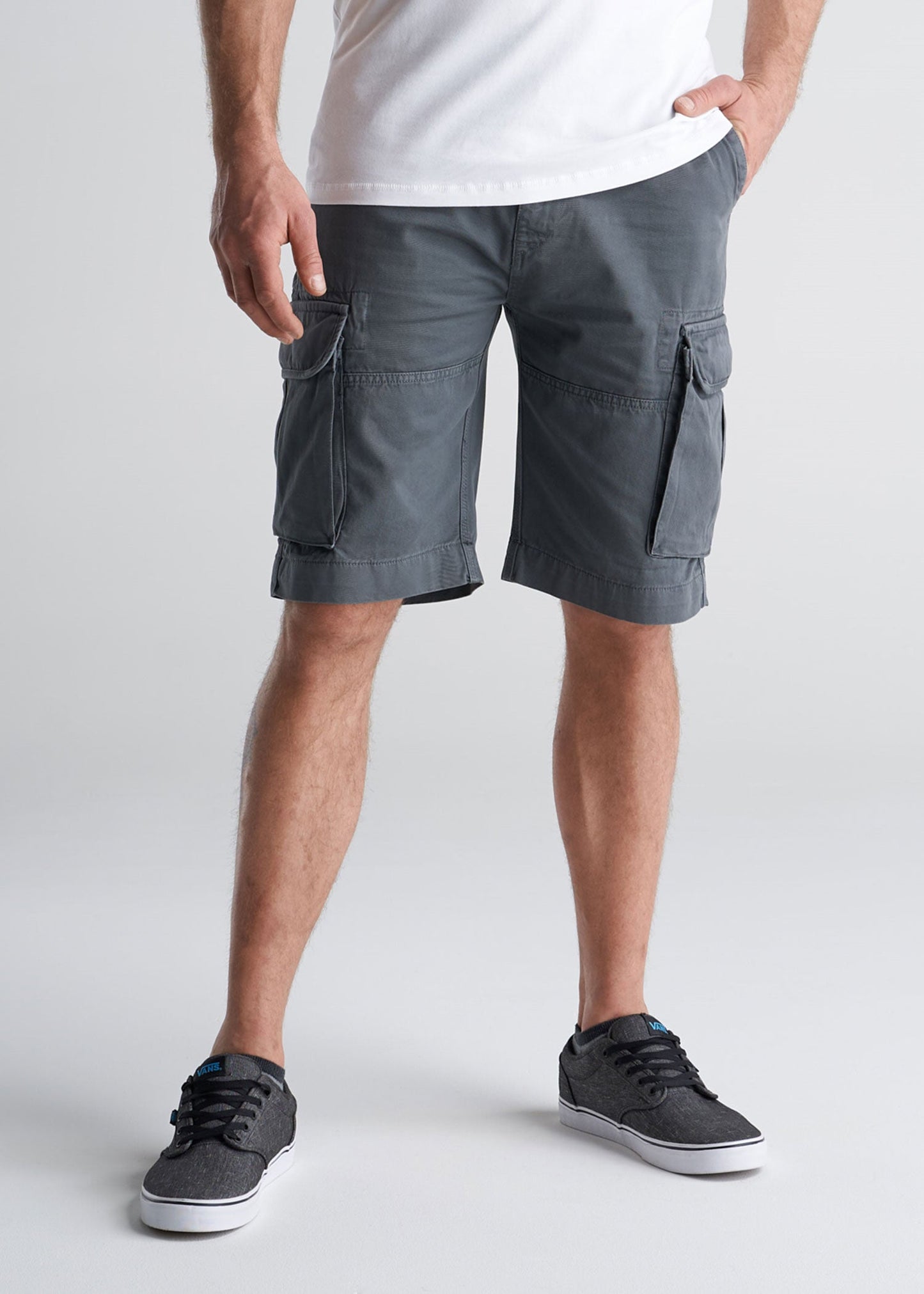 American_Tall_Mens_LongJohn_Cargo_Pocket_Shorts_Flint_grey-front