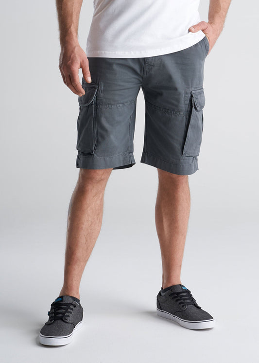American_Tall_Mens_LongJohn_Cargo_Pocket_Shorts_Flint_grey-front