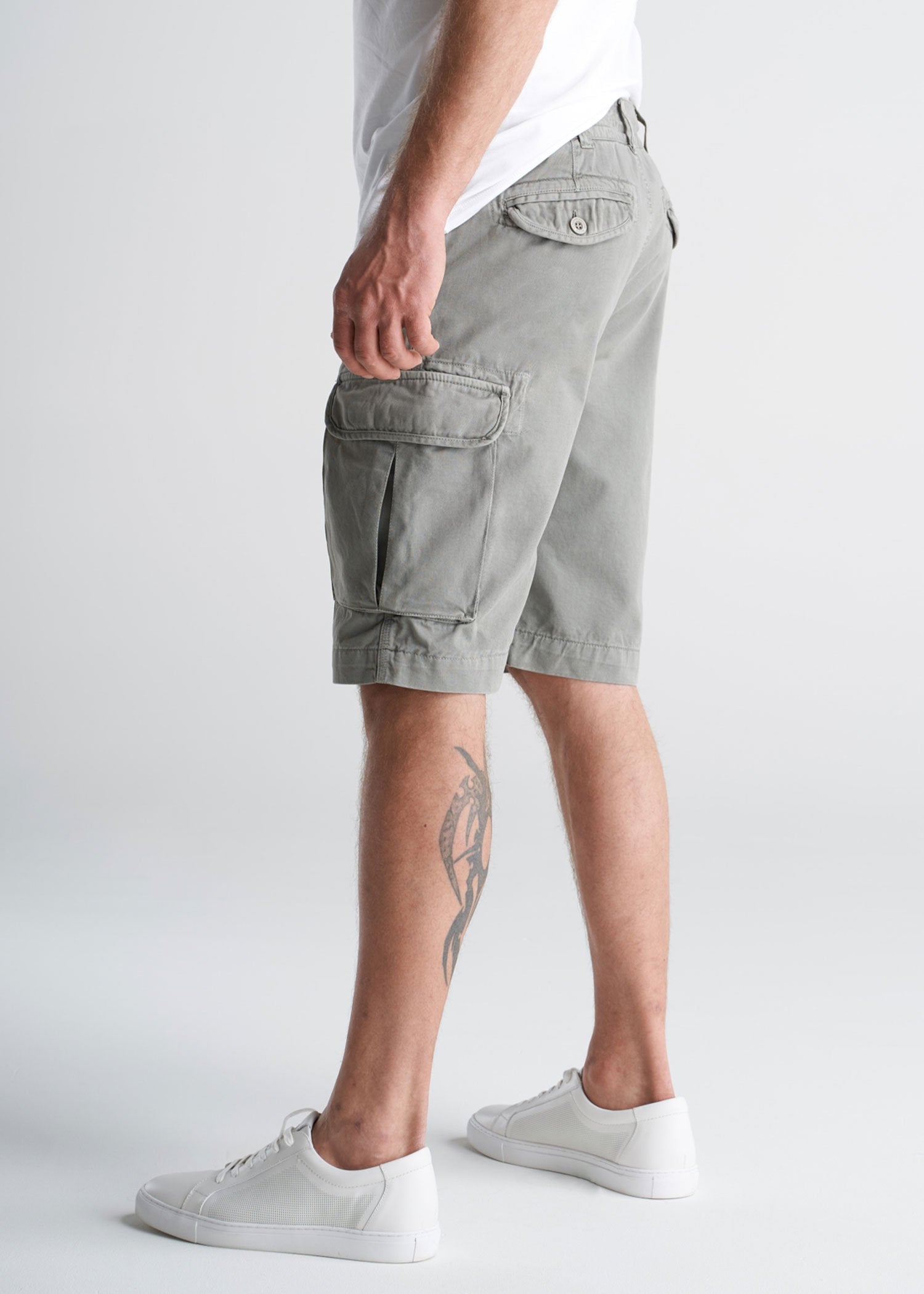 American_Tall_Mens_LongJohn_Cargo_Pocket_Shorts_MediumStonegrey-back