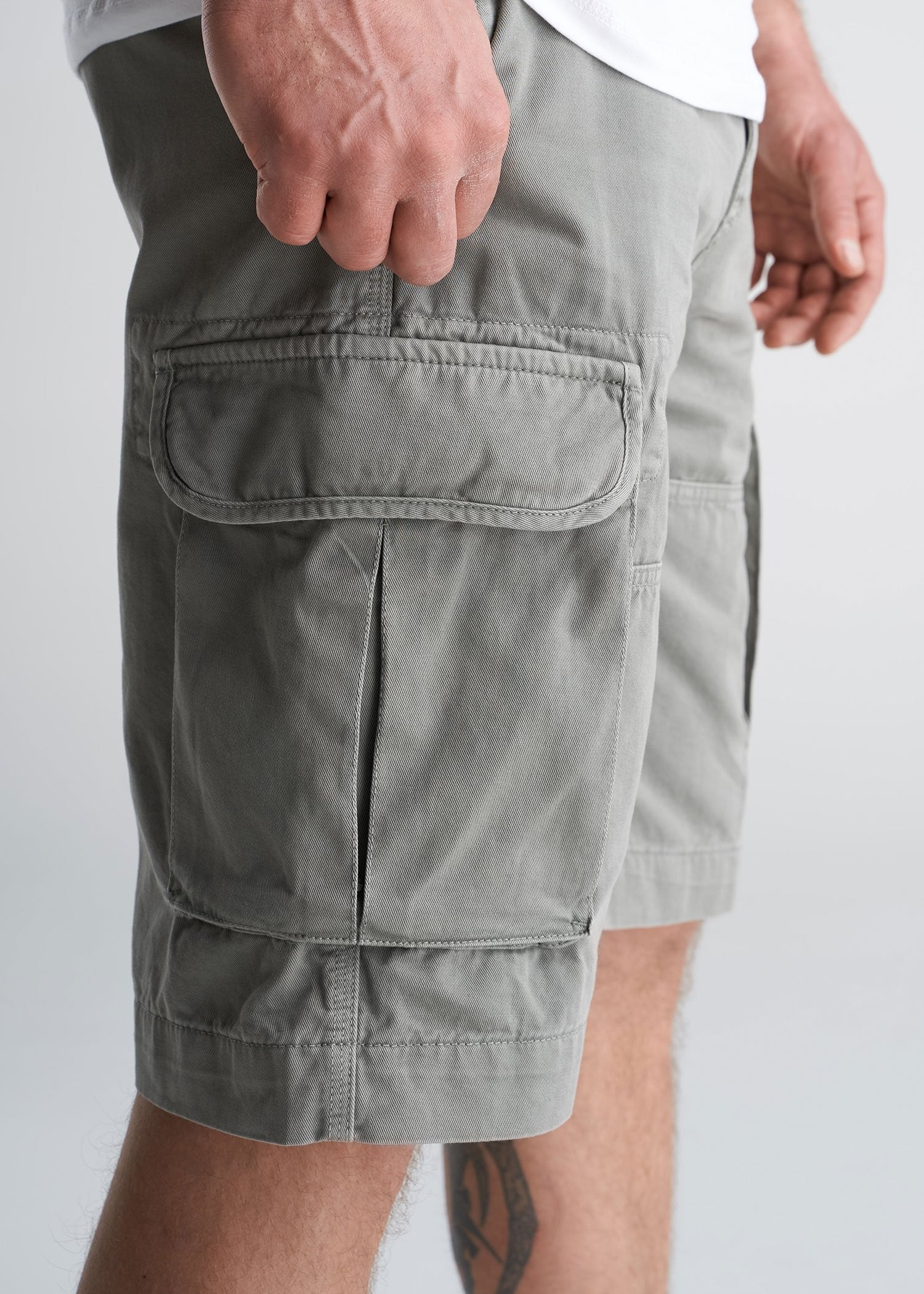 American_Tall_Mens_LongJohn_Cargo_Pocket_Shorts_MediumStonegrey-side