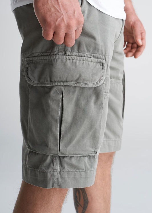 American_Tall_Mens_LongJohn_Cargo_Pocket_Shorts_MediumStonegrey-side