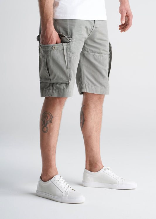 American_Tall_Mens_LongJohn_Cargo_Pocket_Shorts_MediumStonegrey-side