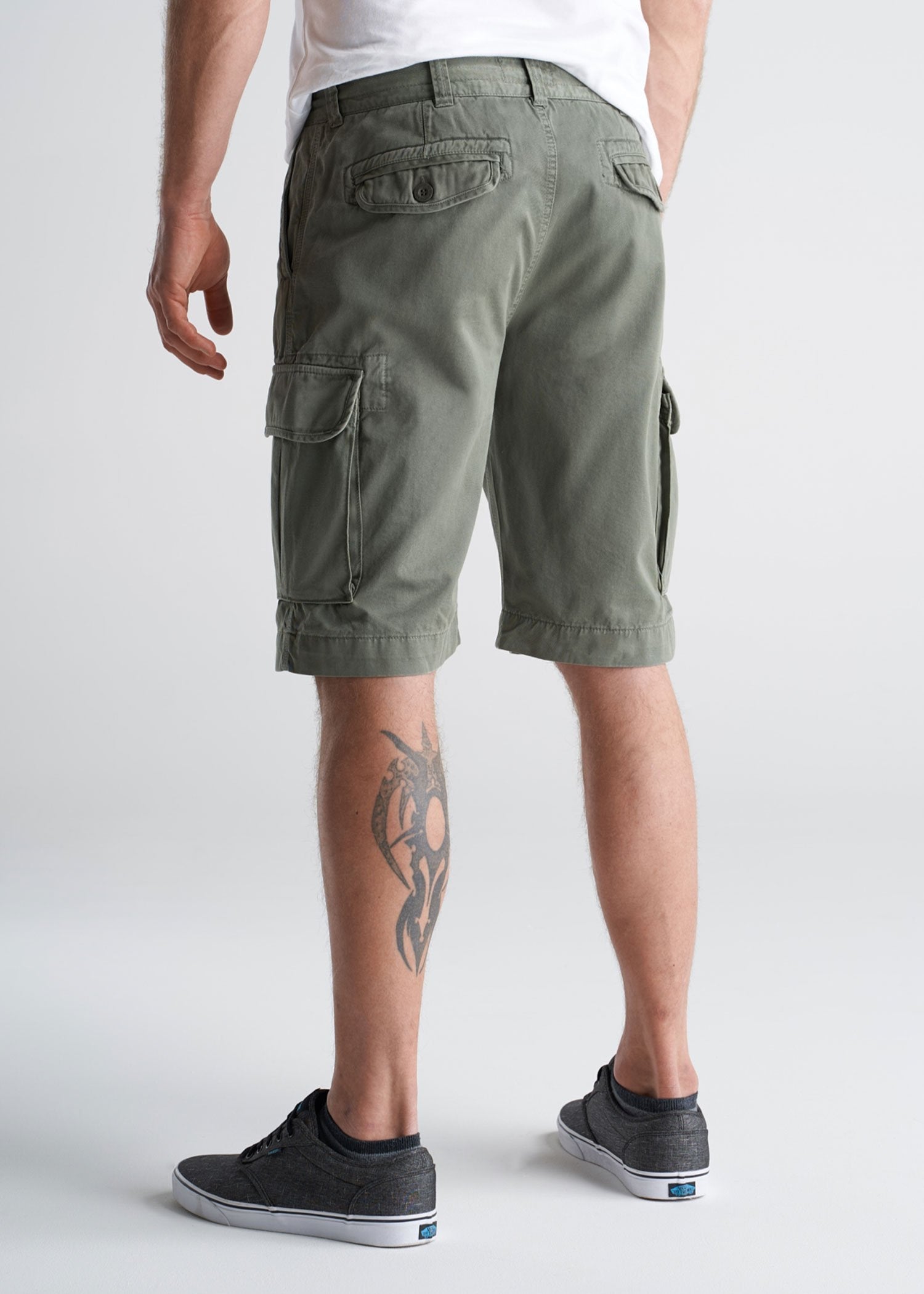 American_Tall_Mens_LongJohn_Cargo_Pocket_Shorts_Surplusgreen-back