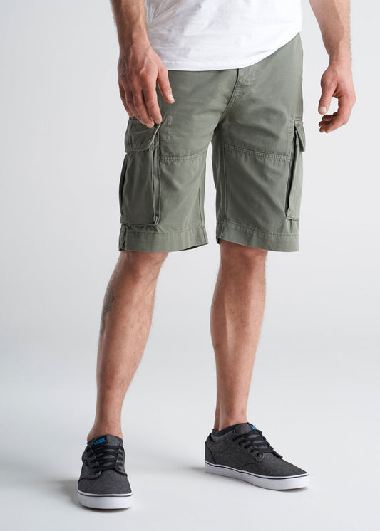 American_Tall_Mens_LongJohn_Cargo_Pocket_Shorts_Surplusgreen-front