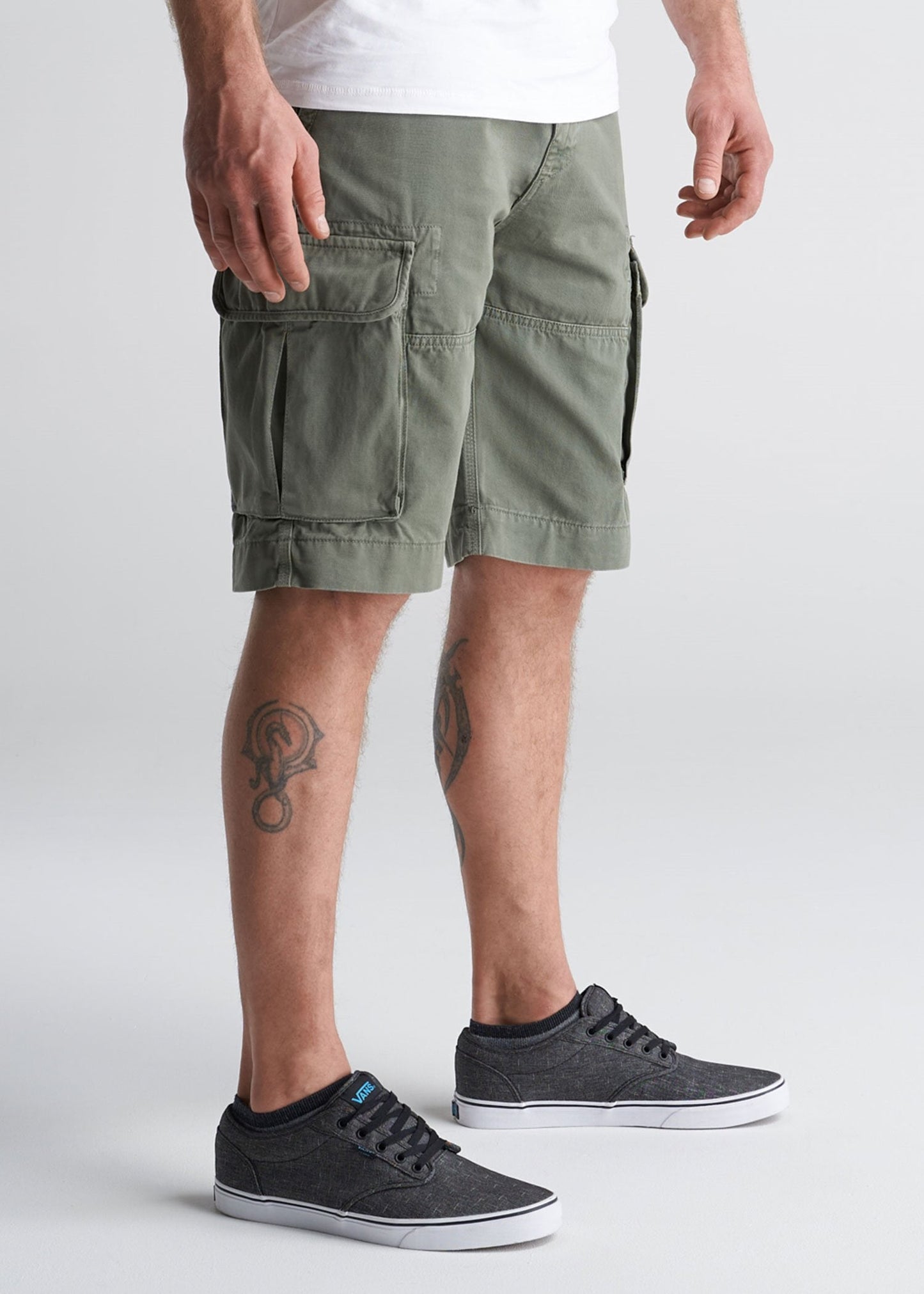 American_Tall_Mens_LongJohn_Cargo_Pocket_Shorts_Surplusgreen-side