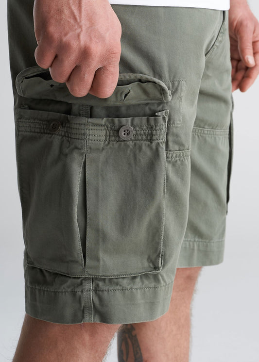 American_Tall_Mens_LongJohn_Cargo_Pocket_Shorts_Surplusgreen-sidepocket