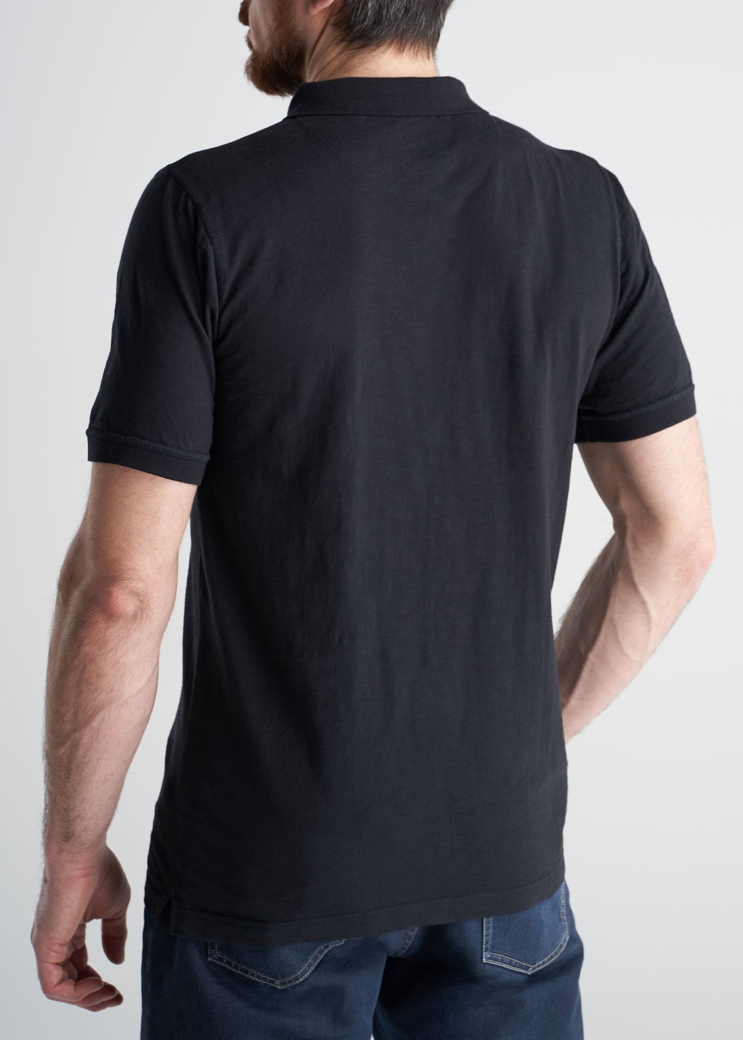 American_Tall_Mens_LongJohn_Slub_Polo_Vintage_Black-back