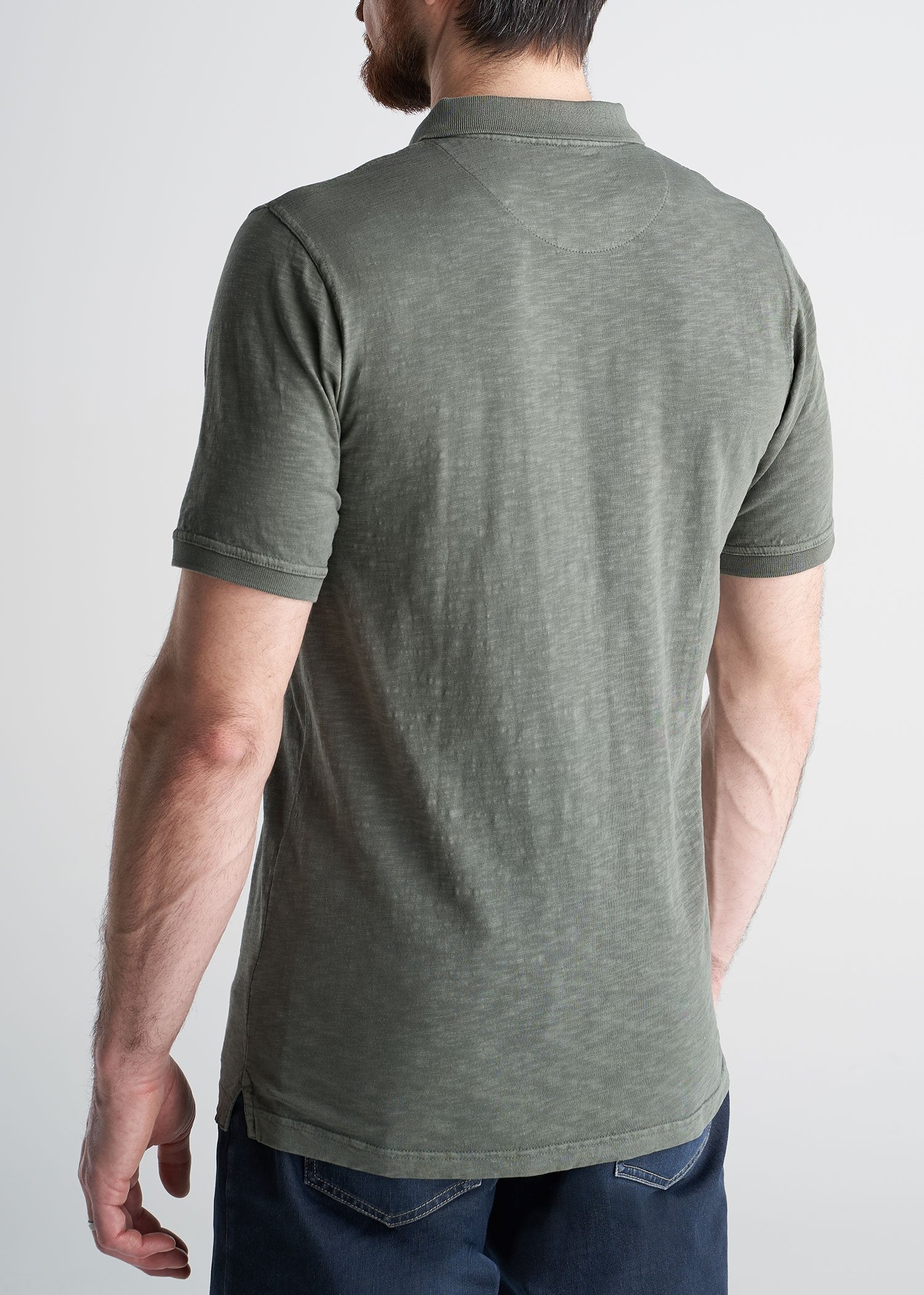 American_Tall_Mens_LongJohn_Slub_Polo_Vintage_CanoeGreen-back