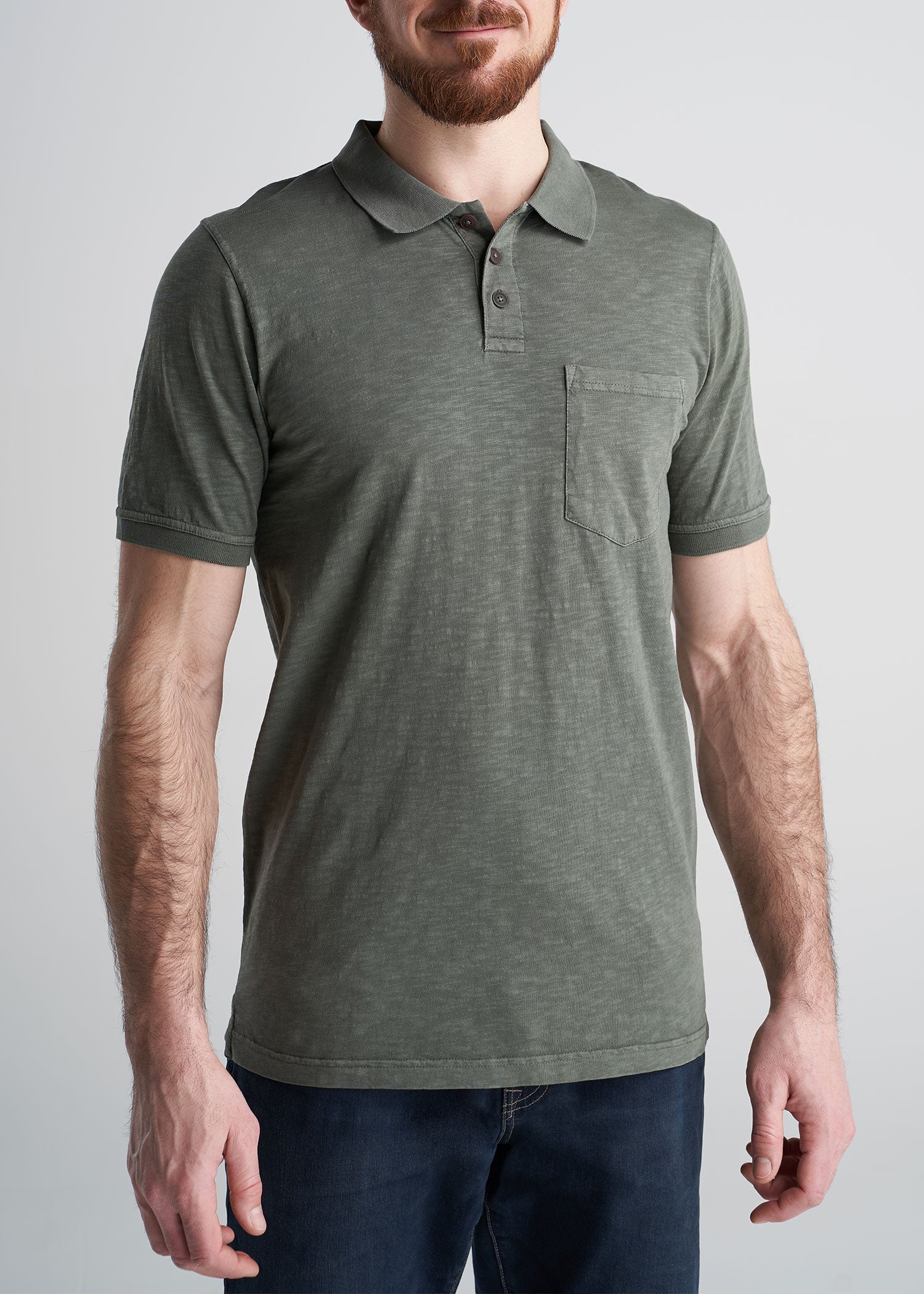 American_Tall_Mens_LongJohn_Slub_Polo_Vintage_CanoeGreen-front