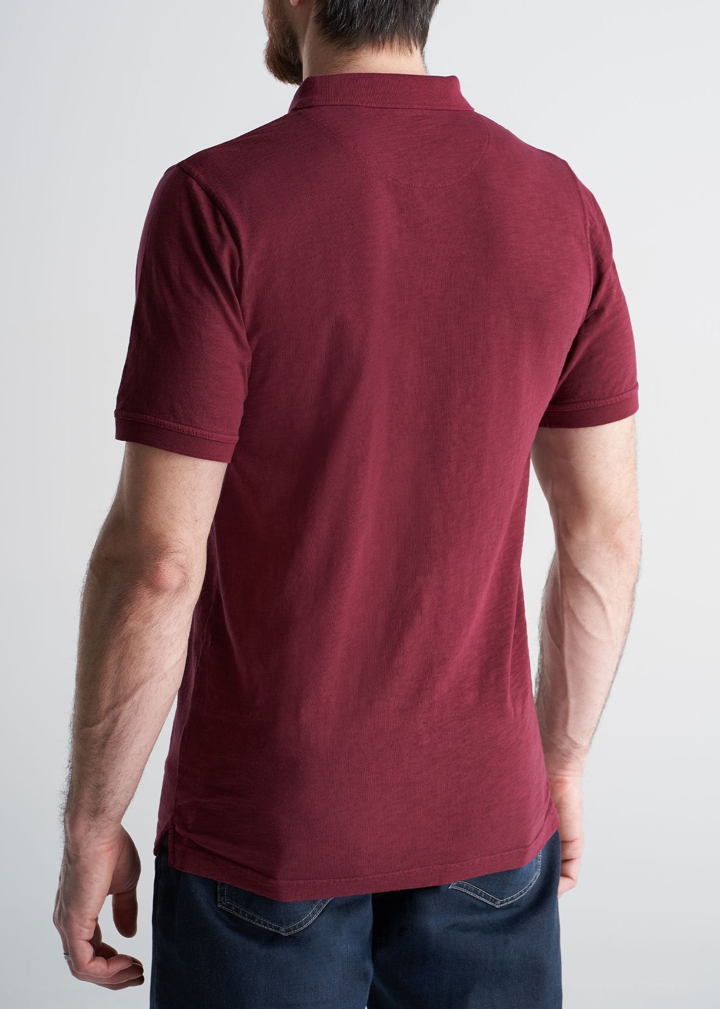 American_Tall_Mens_LongJohn_Slub_Polo_Vintage_SumacRed-Back