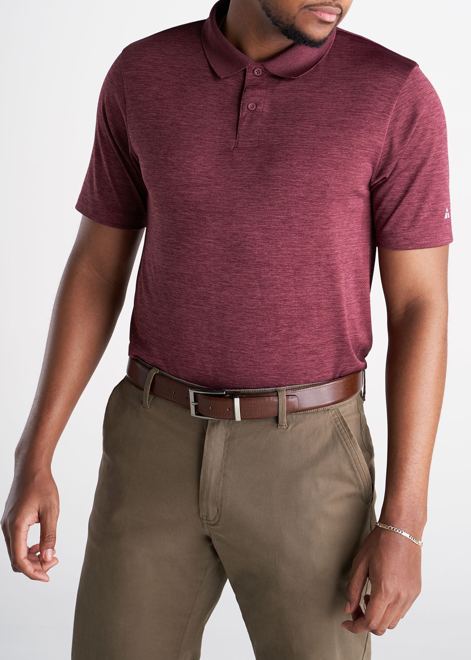 American_Tall_Mens_Performance_Golf_Polo_Inset_Sleeve_Rustmix-front