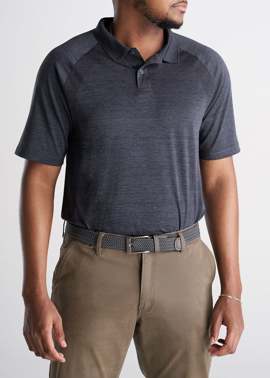 American_Tall_Mens_Performance_Golf_Polo_Raglan_Sleeve_Charcoalmix-TUCKED