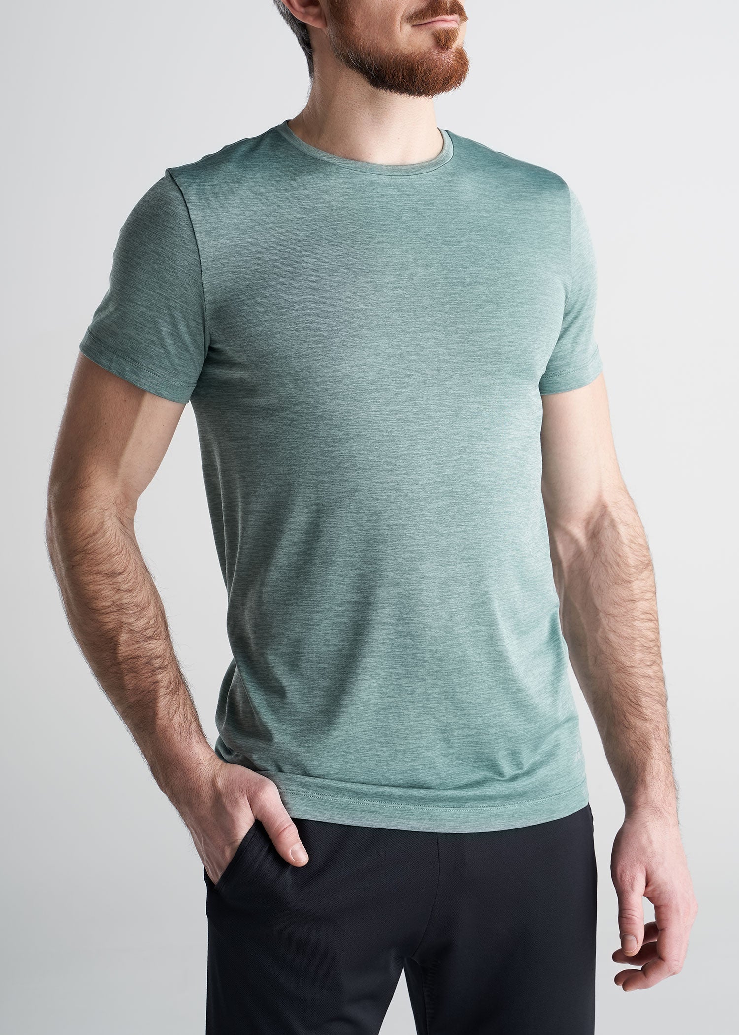 American_Tall_Mens_Performance_Tee_GreenMix-front