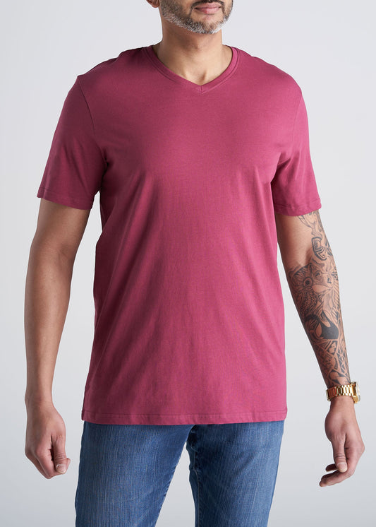 American_Tall_Mens_SS_Everyday_Cotton_Vneck_garnetred-front
