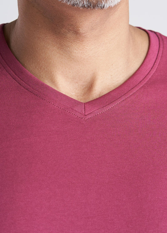 American_Tall_Mens_SS_Everyday_Cotton_Vneck_garnetred-neck