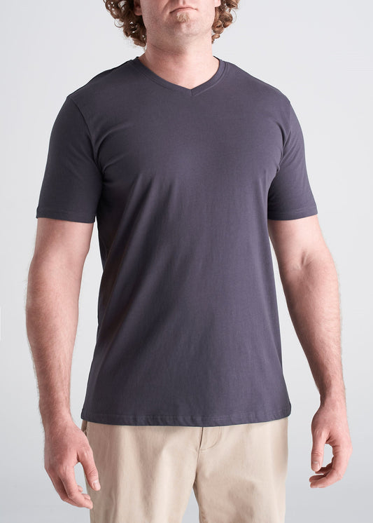American_Tall_Mens_SS_Everyday_Vneck_Tee_Charcoal-front