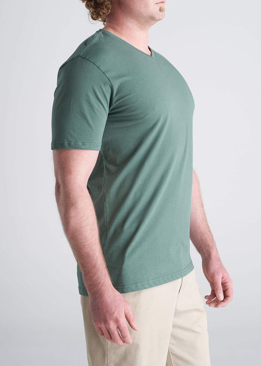 American_Tall_Mens_SS_Everyday_vneck_Tee_ForestGreen-side