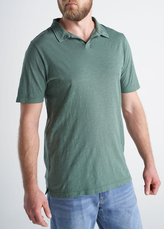 American_Tall_Mens_Slub_Polo_ForestGreen-front